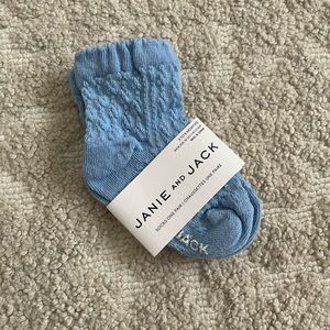 Janie and jack blue textured high baby girl socks crew scalloped